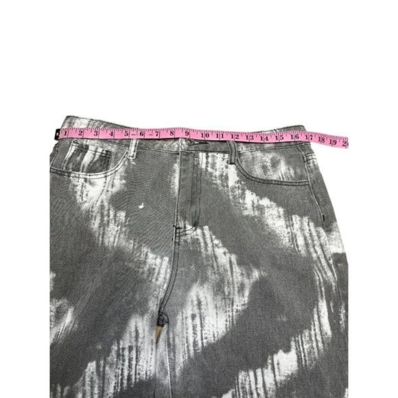 Shein women‎ high-waisted jean with print grey  and white size L - Picture 12 of 13
